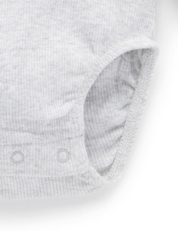 Ribbed Bodysuit Long Sleeve - Pale Grey Melange