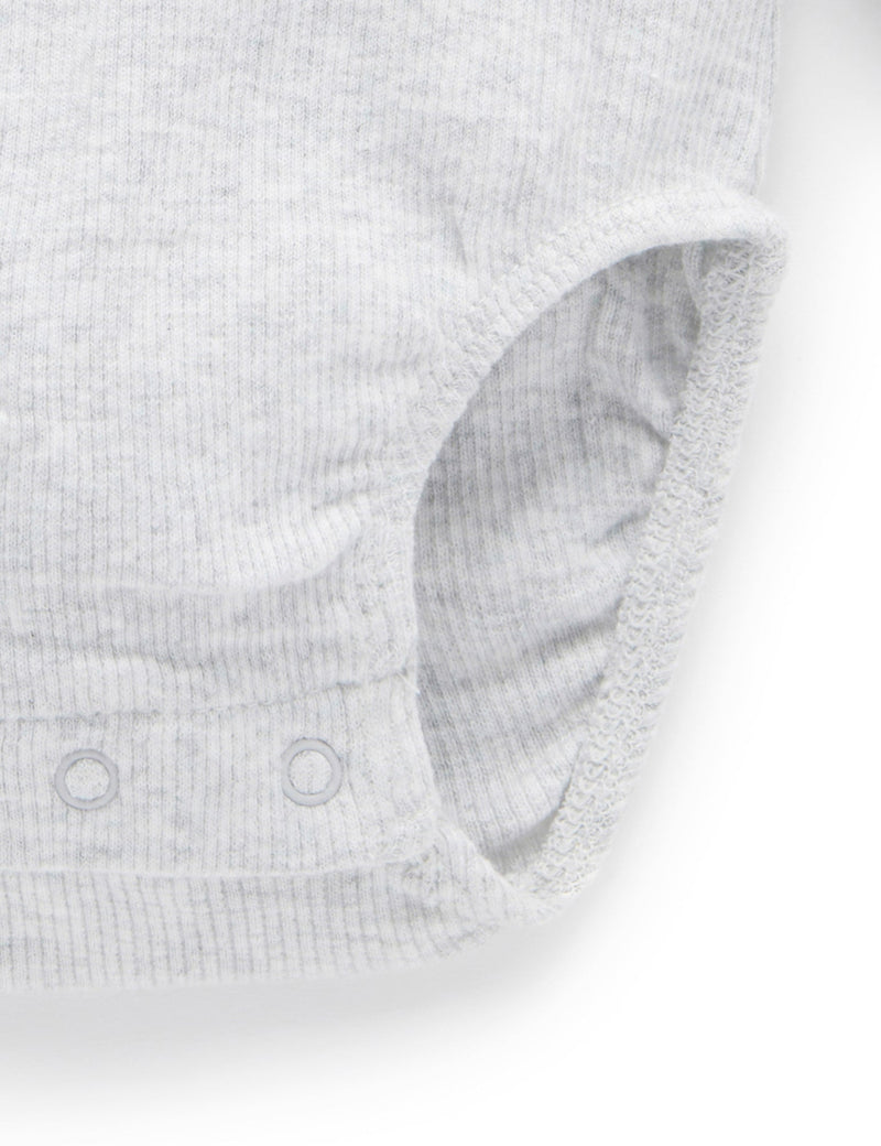 Ribbed Bodysuit Long Sleeve - Pale Grey Melange