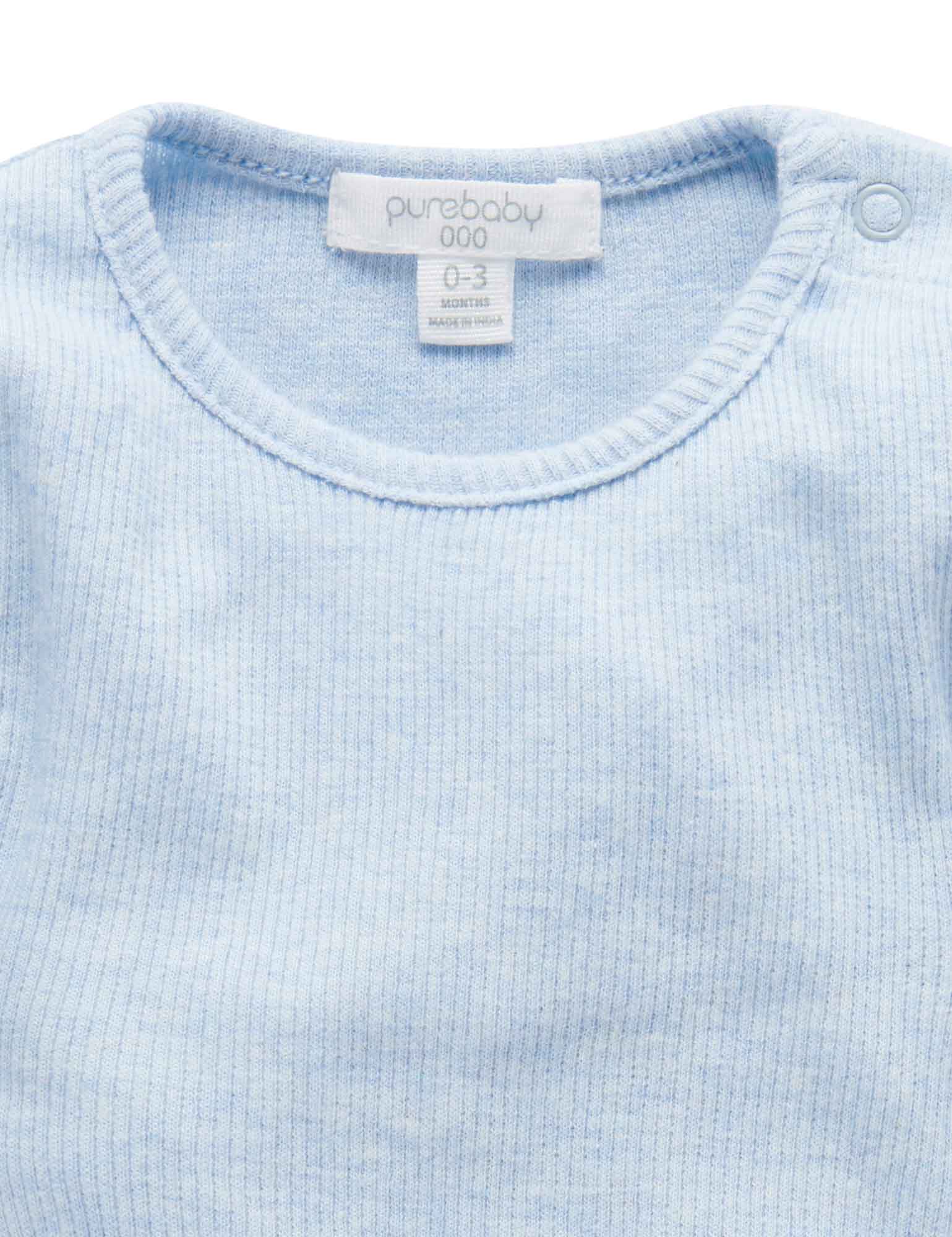 Ribbed Bodysuit Long Sleeve - Pale Blue Melange