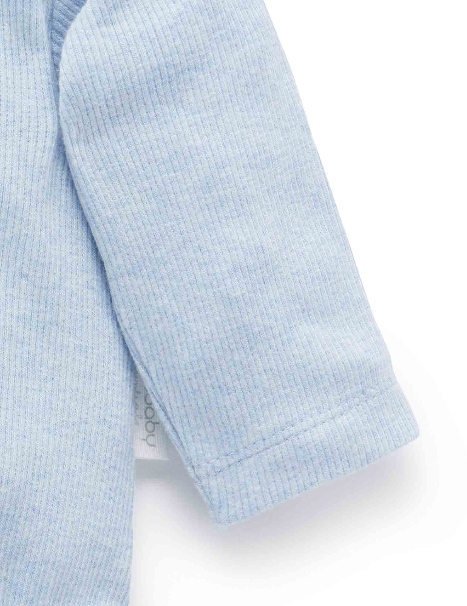 Ribbed Bodysuit Long Sleeve - Pale Blue Melange