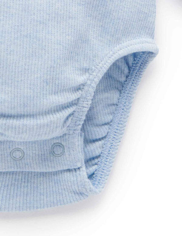 Ribbed Bodysuit Long Sleeve - Pale Blue Melange