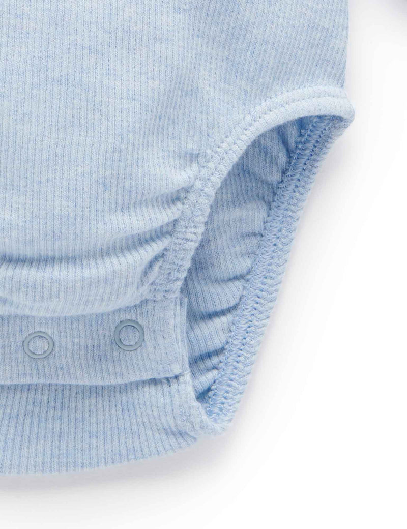 Ribbed Bodysuit Long Sleeve - Pale Blue Melange
