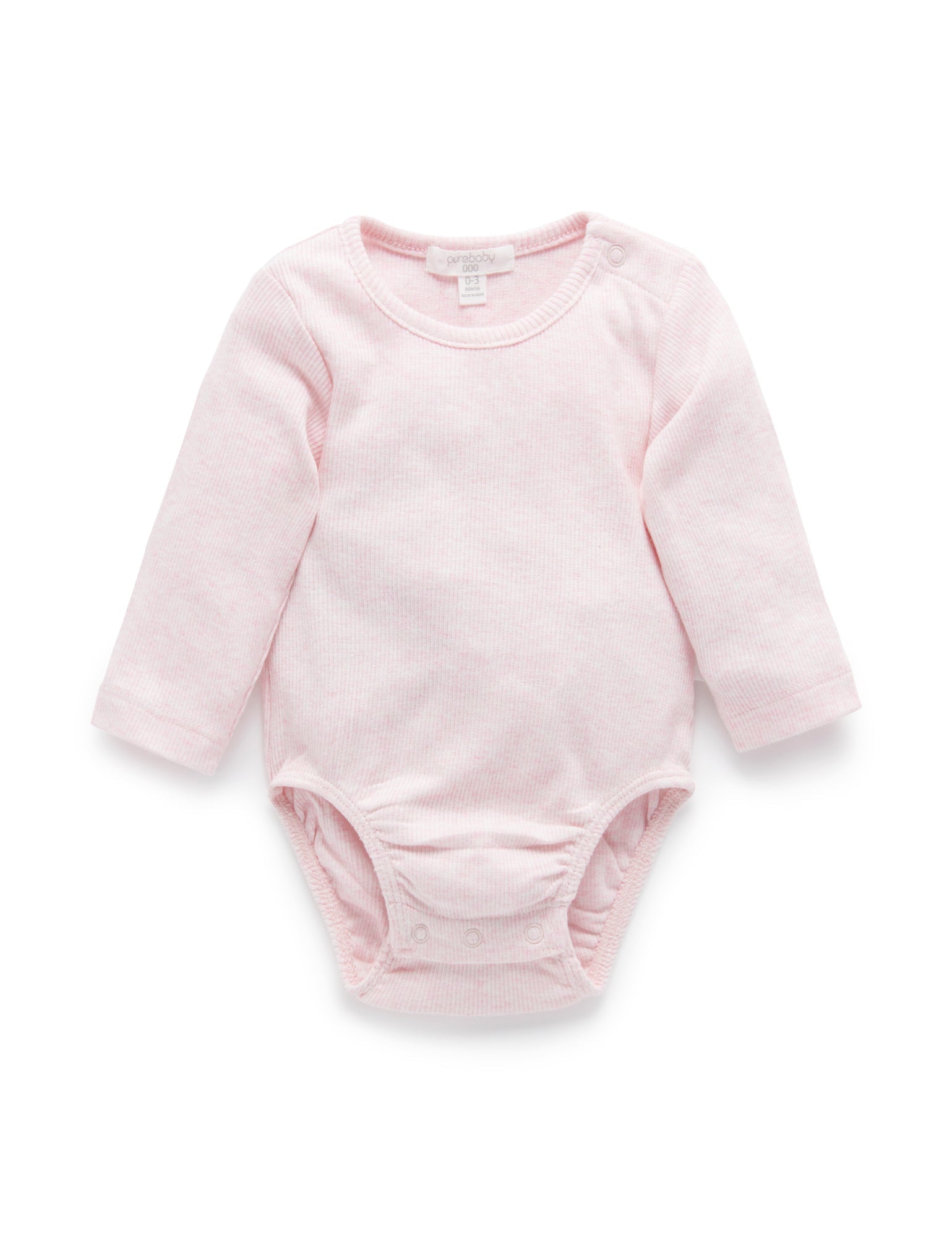 Ribbed Bodysuit Long Sleeve - Pale Pink Melange