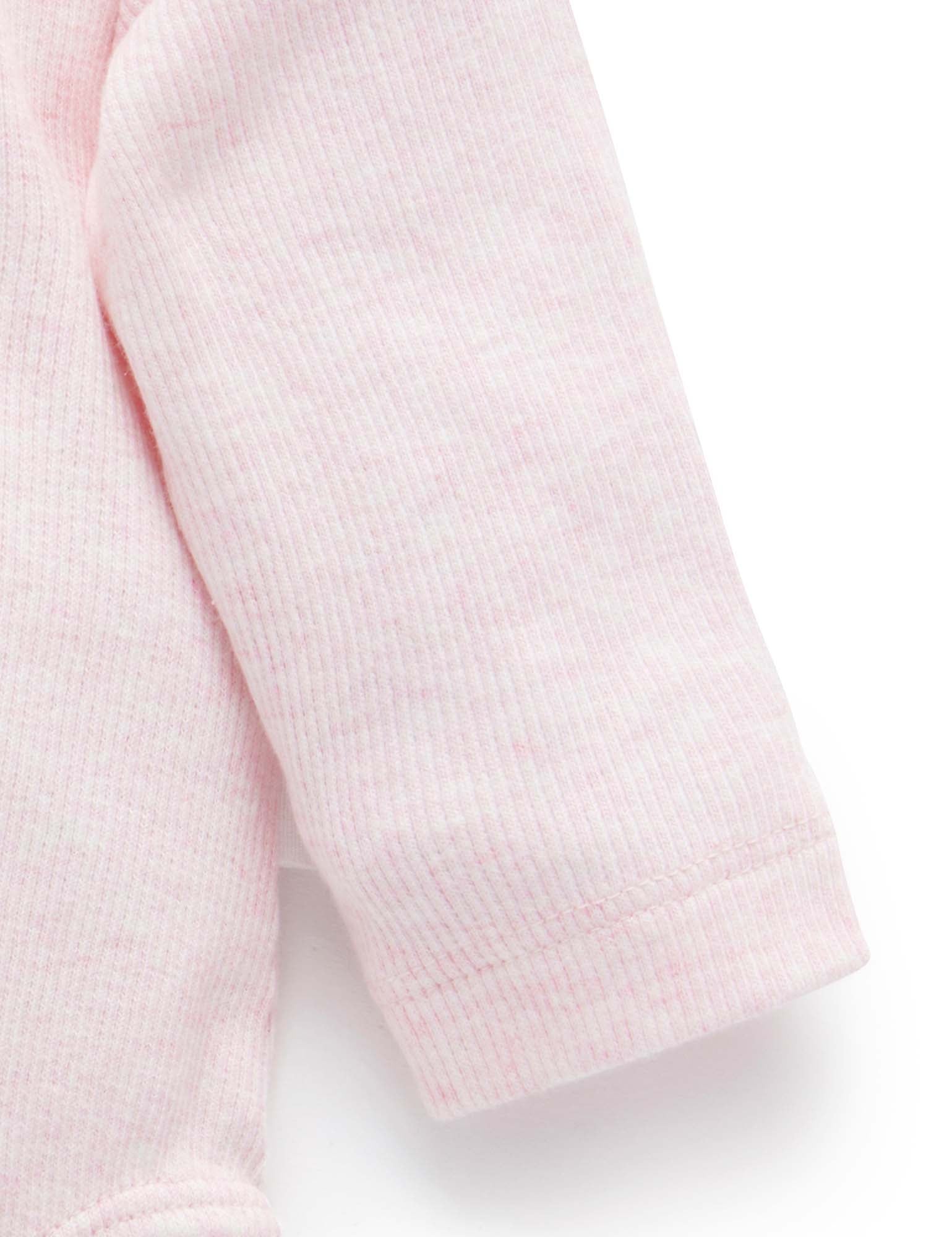 Ribbed Bodysuit Long Sleeve - Pale Pink Melange
