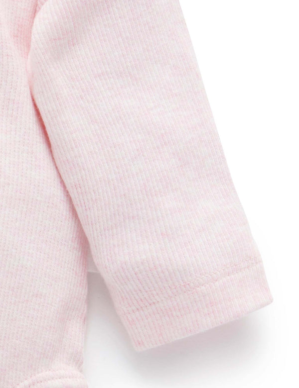 Ribbed Bodysuit Long Sleeve - Pale Pink Melange