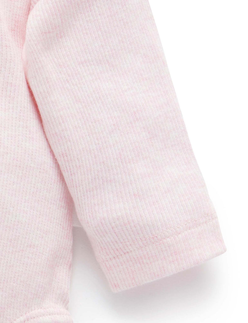 Ribbed Bodysuit Long Sleeve - Pale Pink Melange