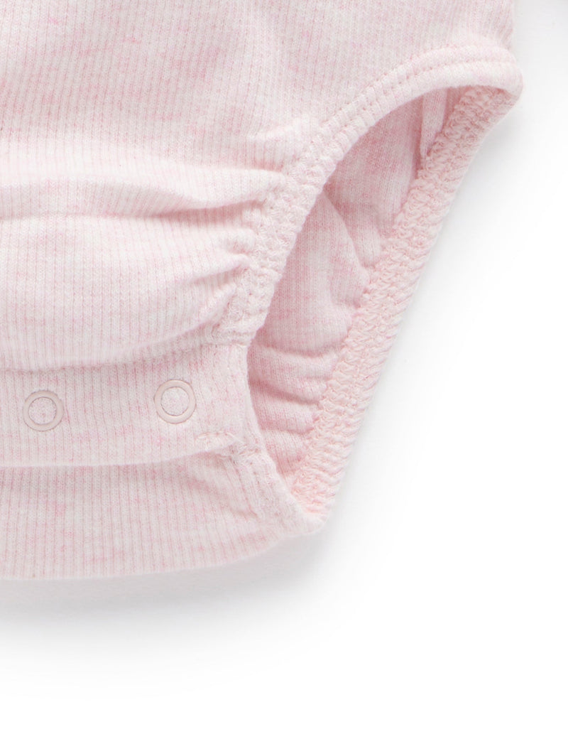 Ribbed Bodysuit Long Sleeve - Pale Pink Melange