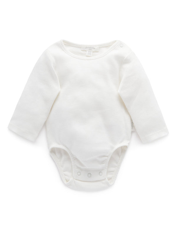Ribbed Bodysuit Long Sleeve - Vanilla