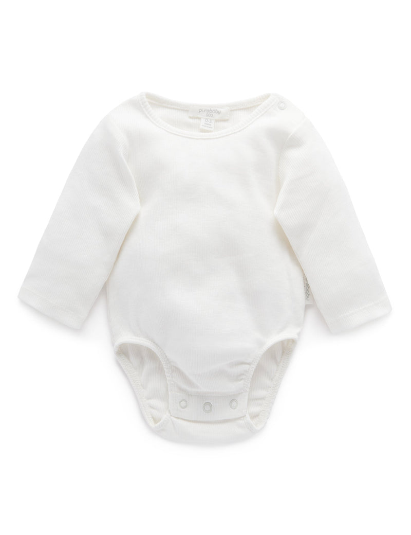Ribbed Bodysuit Long Sleeve - Vanilla