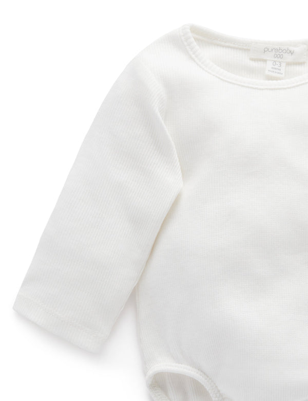 Ribbed Bodysuit Long Sleeve - Vanilla