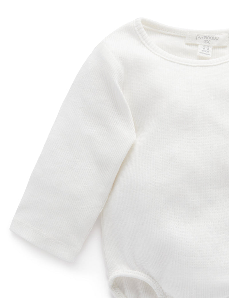 Ribbed Bodysuit Long Sleeve - Vanilla