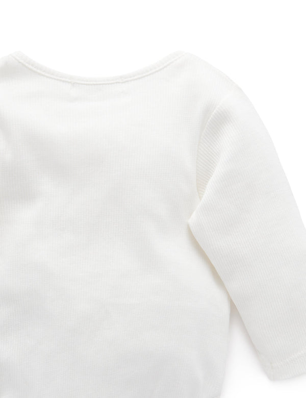 Ribbed Bodysuit Long Sleeve - Vanilla