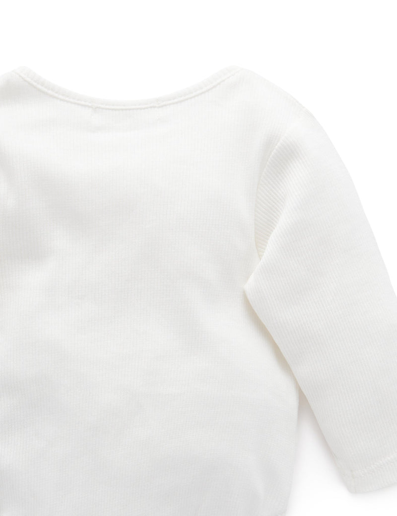 Ribbed Bodysuit Long Sleeve - Vanilla