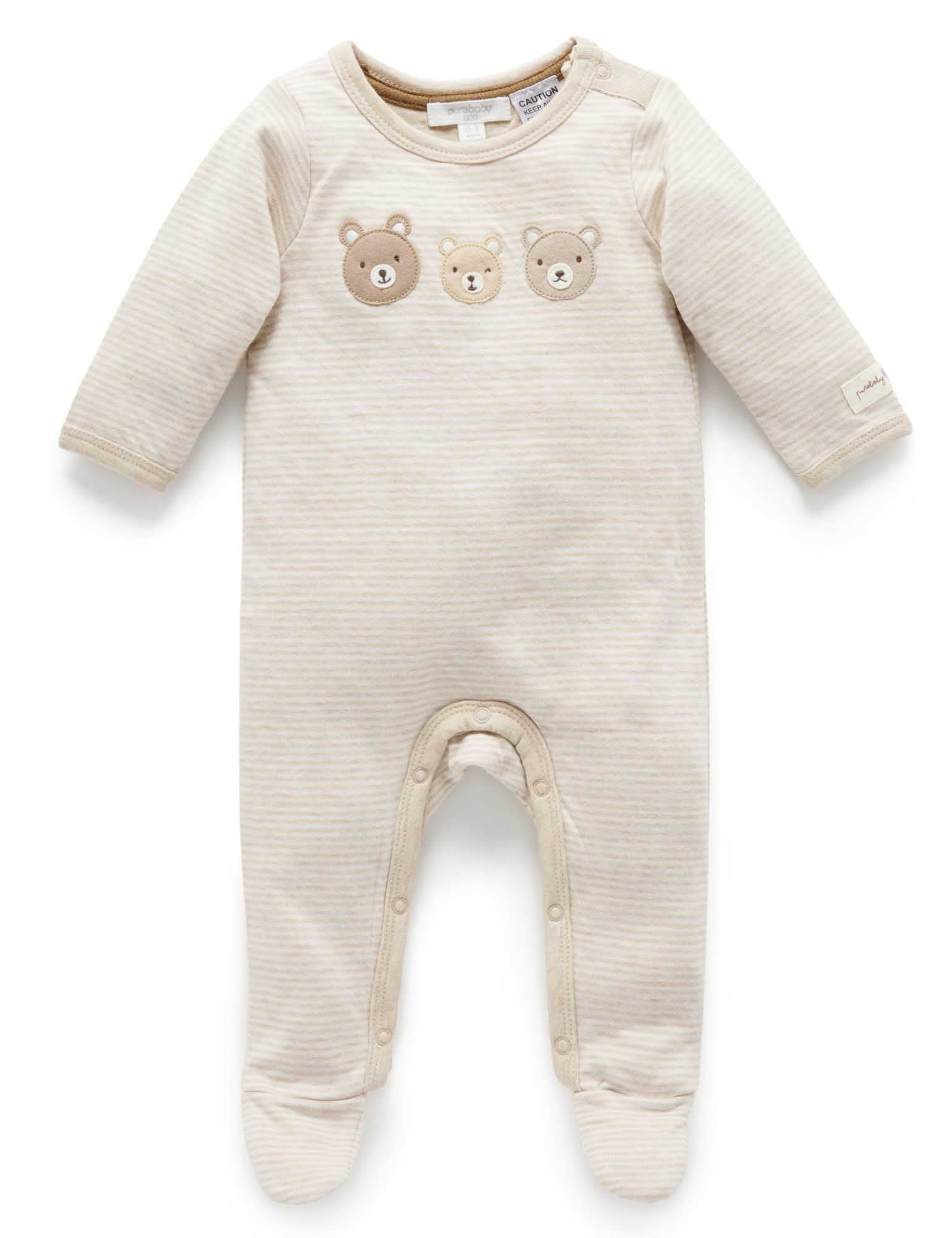 Forest Family Growsuit - Biscuit Mini Stripe