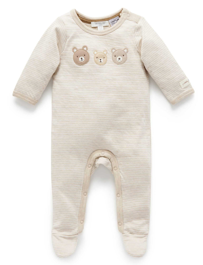 Forest Family Growsuit - Biscuit Mini Stripe