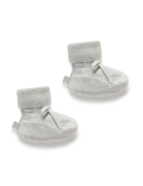 Knitted Bootie - Pale Grey Melange