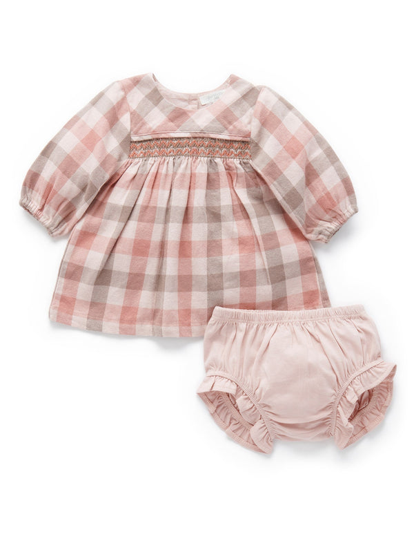 Plaid Dress & Bloomer - Blush Check