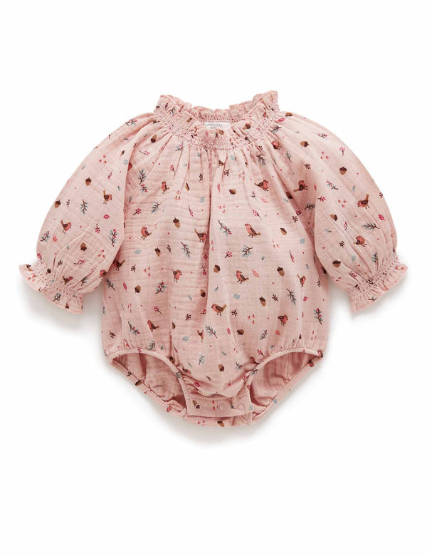Crinkle Cotton Bodysuit - Jay Bird Print