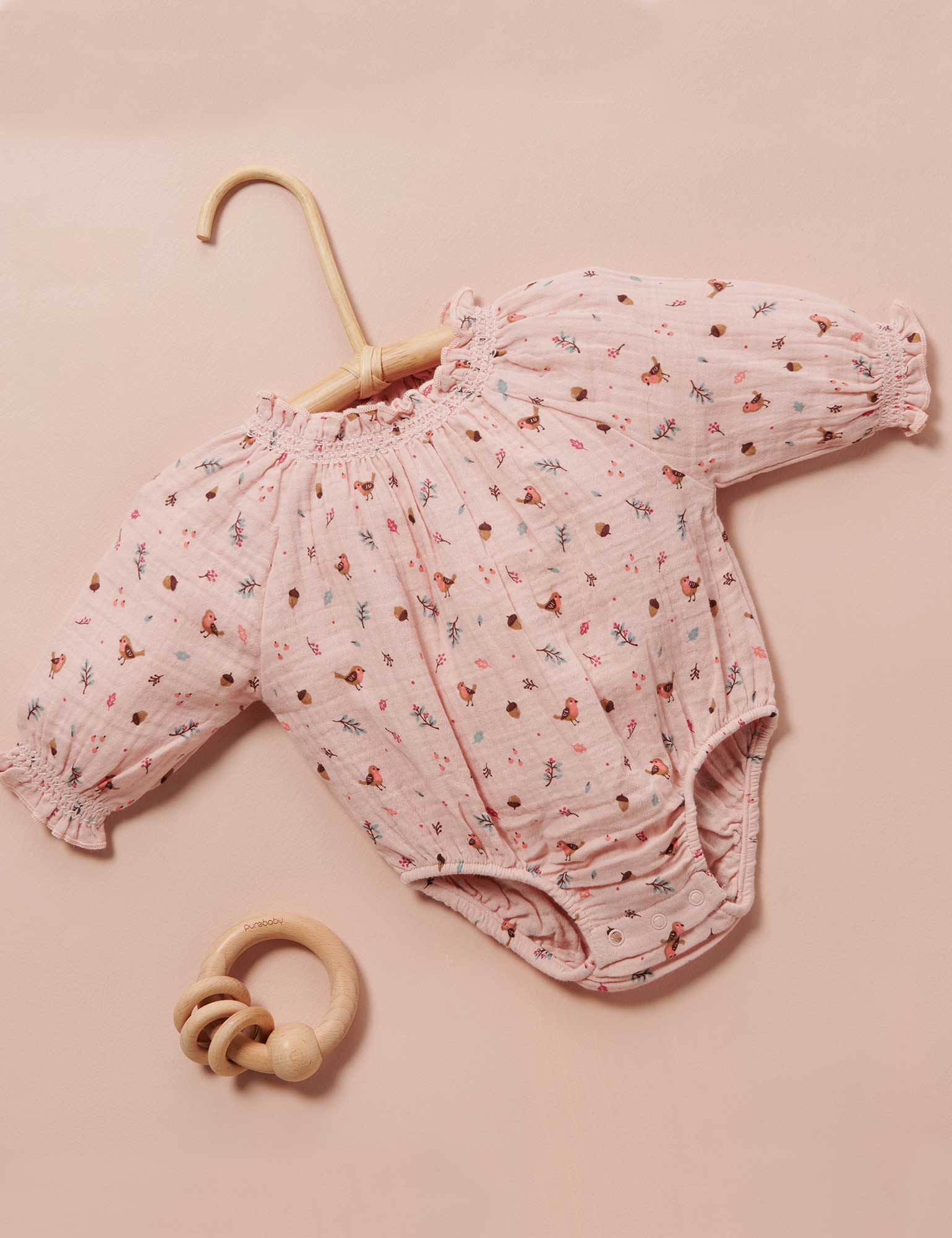 Crinkle Cotton Bodysuit - Jay Bird Print