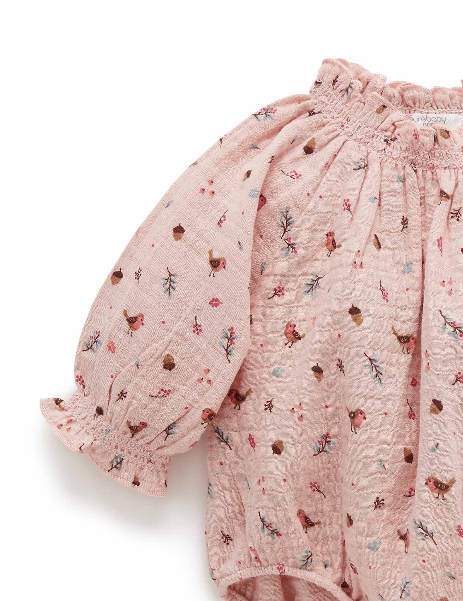 Crinkle Cotton Bodysuit - Jay Bird Print