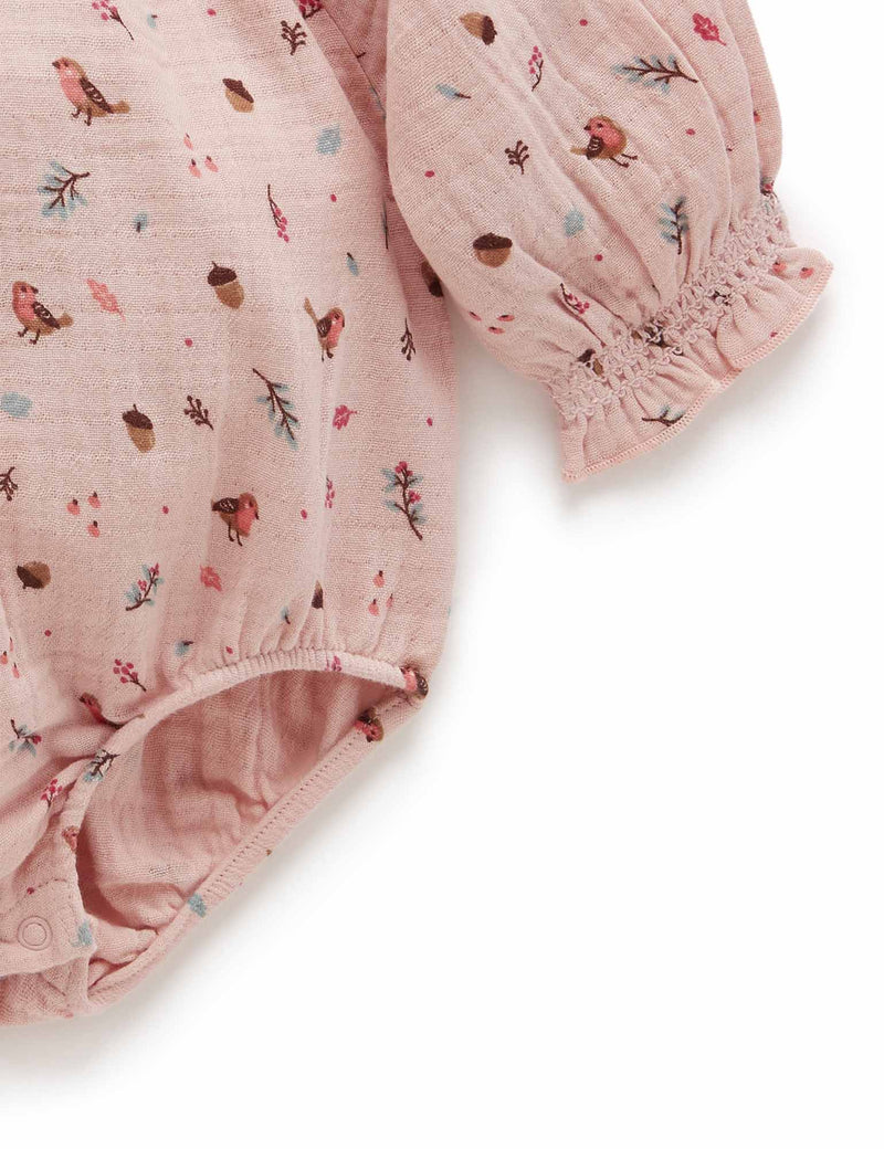Crinkle Cotton Bodysuit - Jay Bird Print