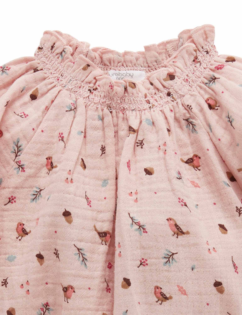 Crinkle Cotton Bodysuit - Jay Bird Print