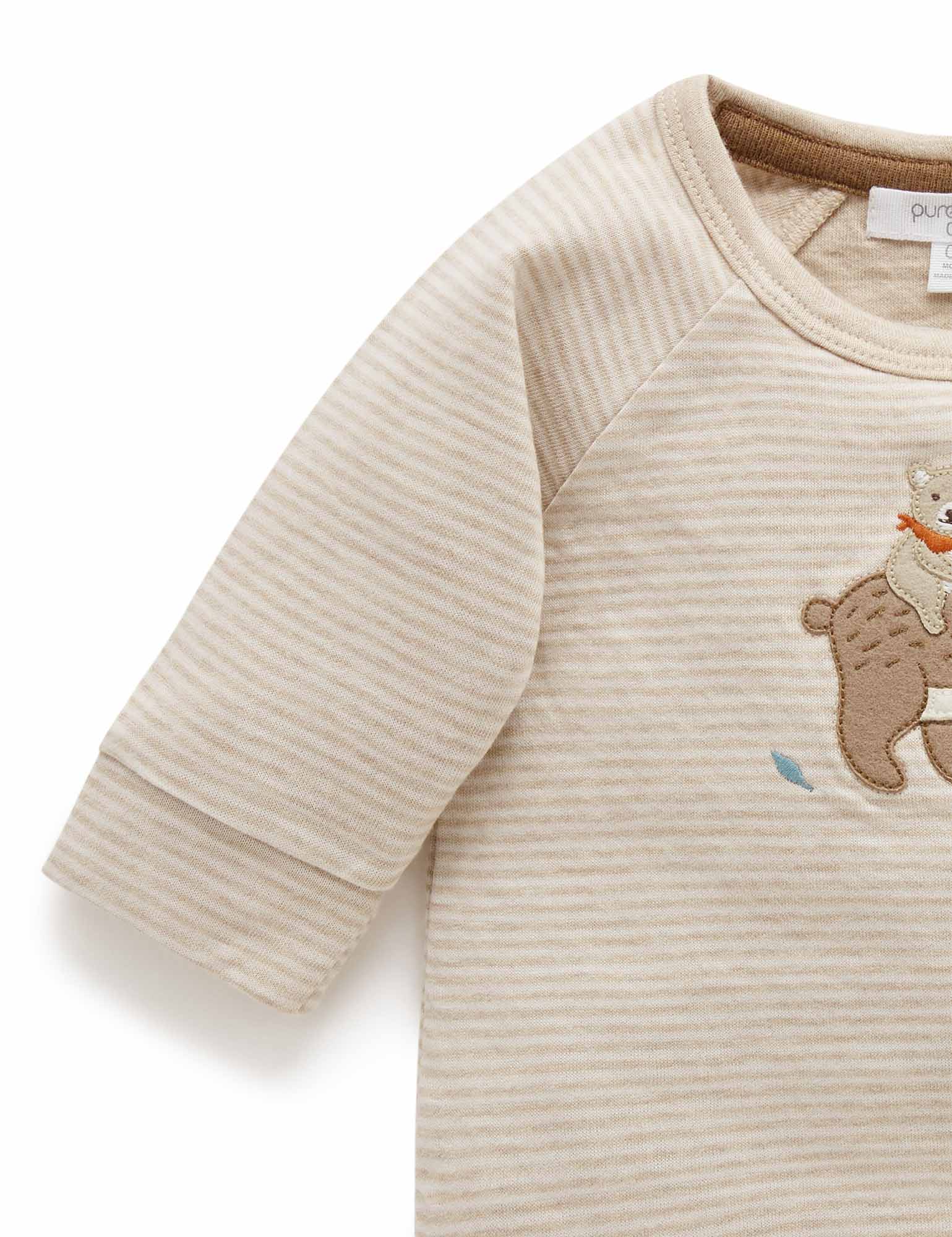 Little Friends Tee - Biscuit Mini Stripe
