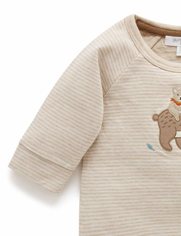 Little Friends Tee - Biscuit Mini Stripe