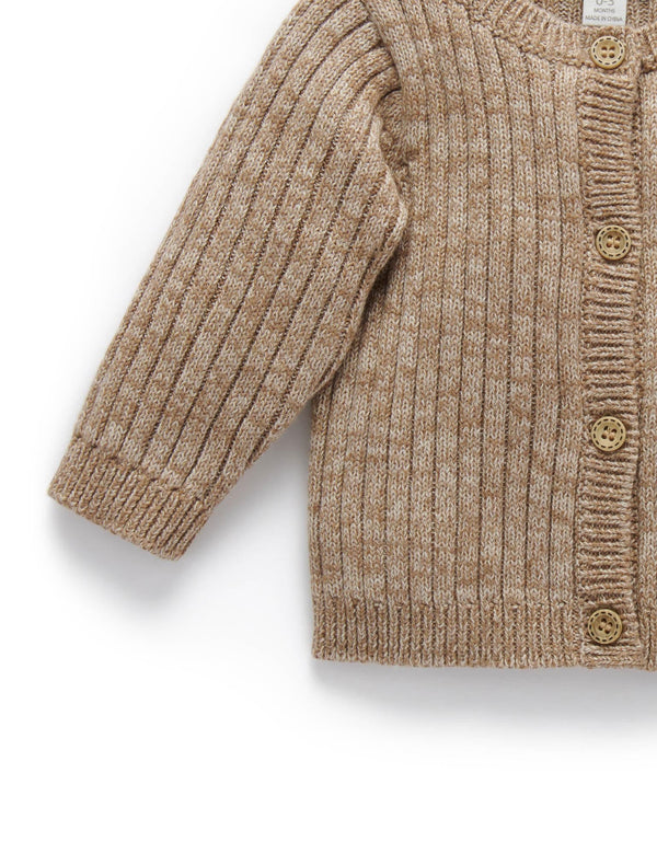 Chunky Rib Cardigan - Acorn Twisted With Biscuit Mel