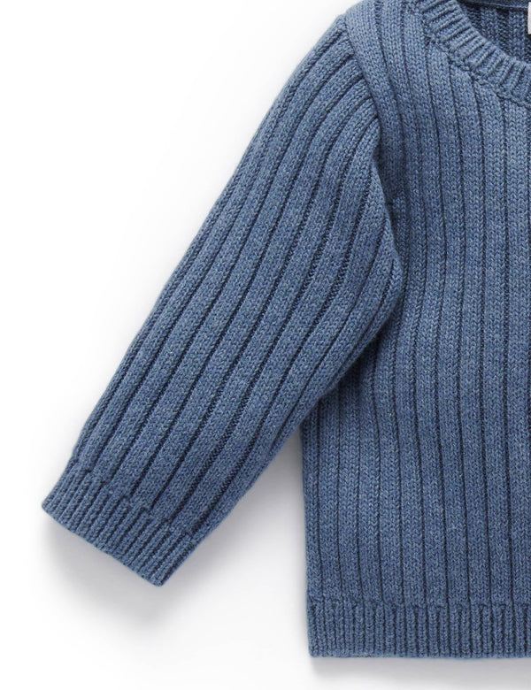 Chunky Rib Cardigan - Shadow Melange