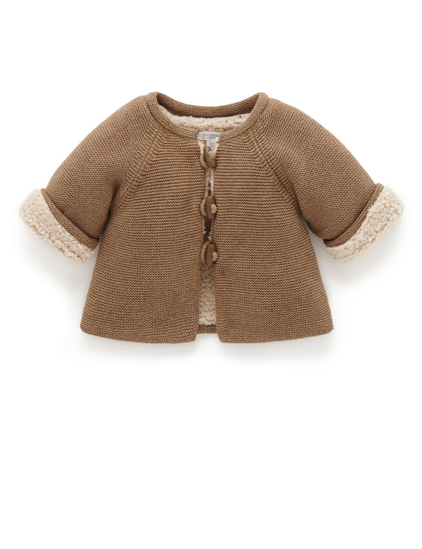 Shearling Lined Cardigan - Acorn Melange
