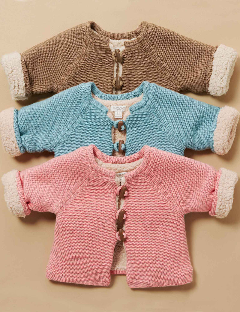 Shearling Lined Cardigan - Acorn Melange