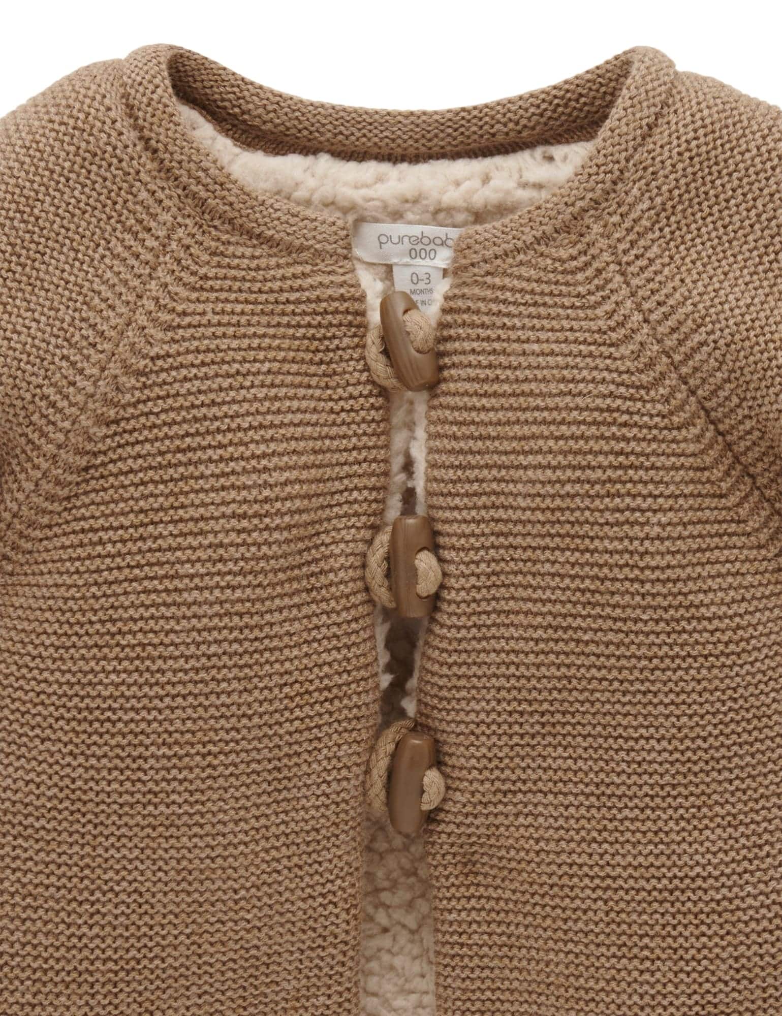 Shearling Lined Cardigan - Acorn Melange