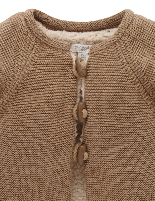 Shearling Lined Cardigan - Acorn Melange