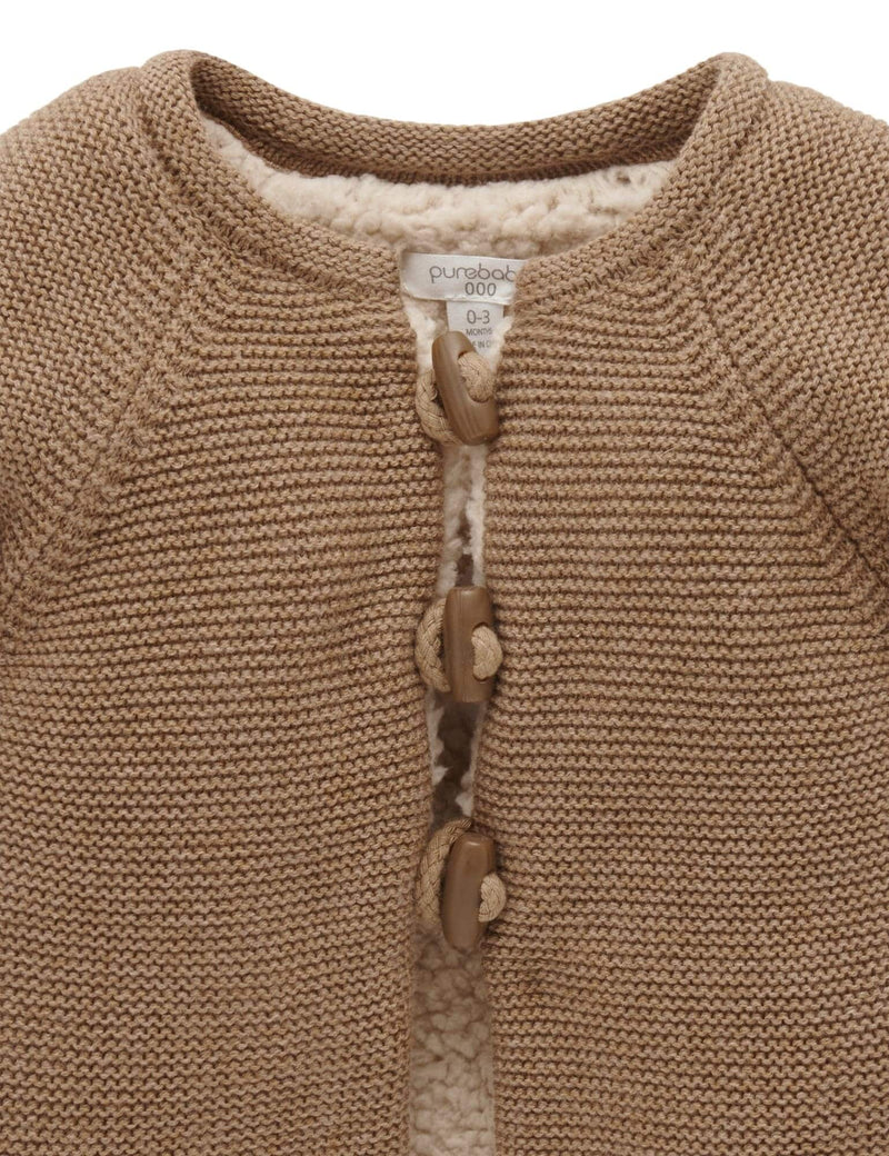 Shearling Lined Cardigan - Acorn Melange