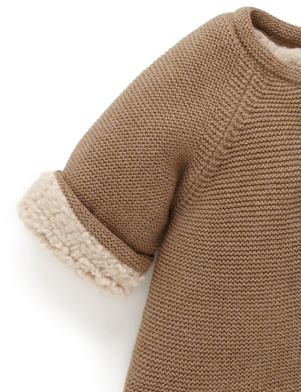 Shearling Lined Cardigan - Acorn Melange