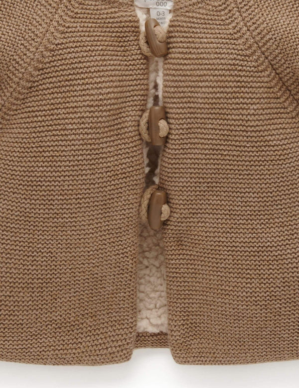 Shearling Lined Cardigan - Acorn Melange