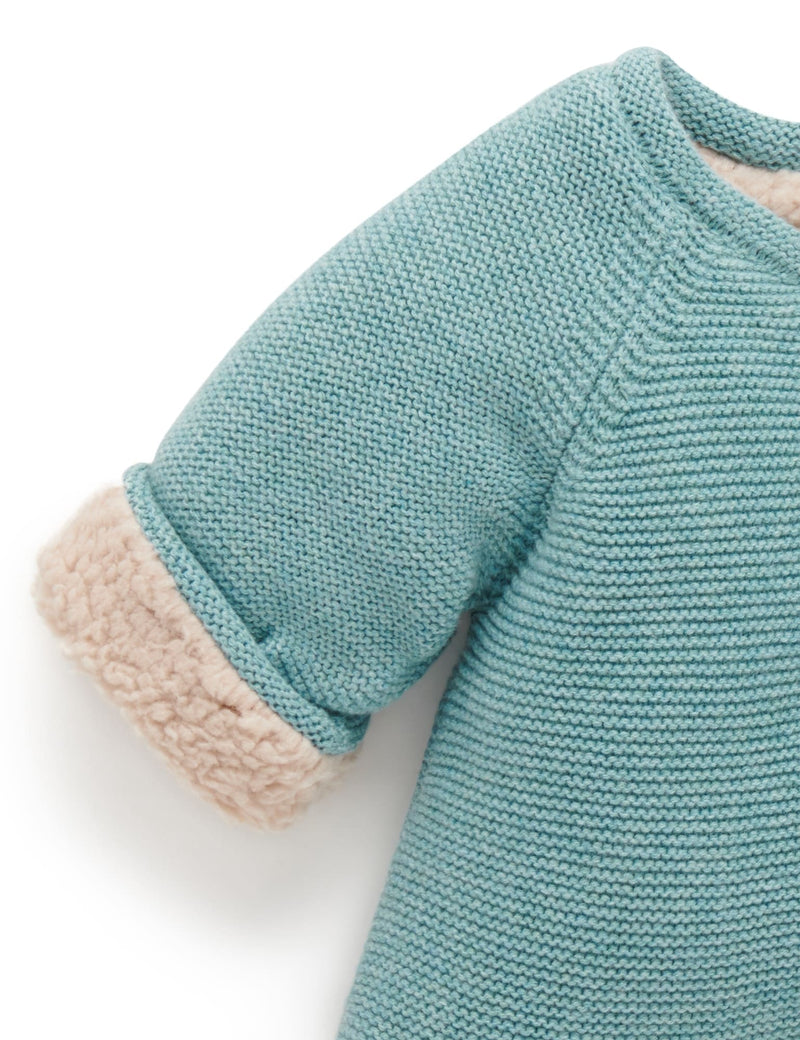 Shearling Lined Cardigan - Moss Melange