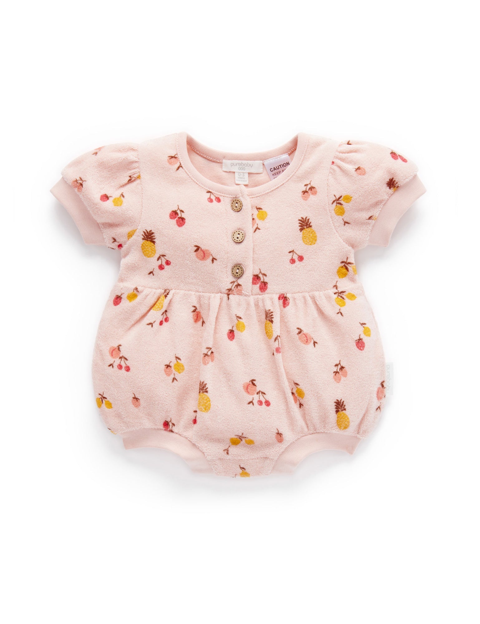 Towelling Shortie Bodysuit - Summer Fruits Print