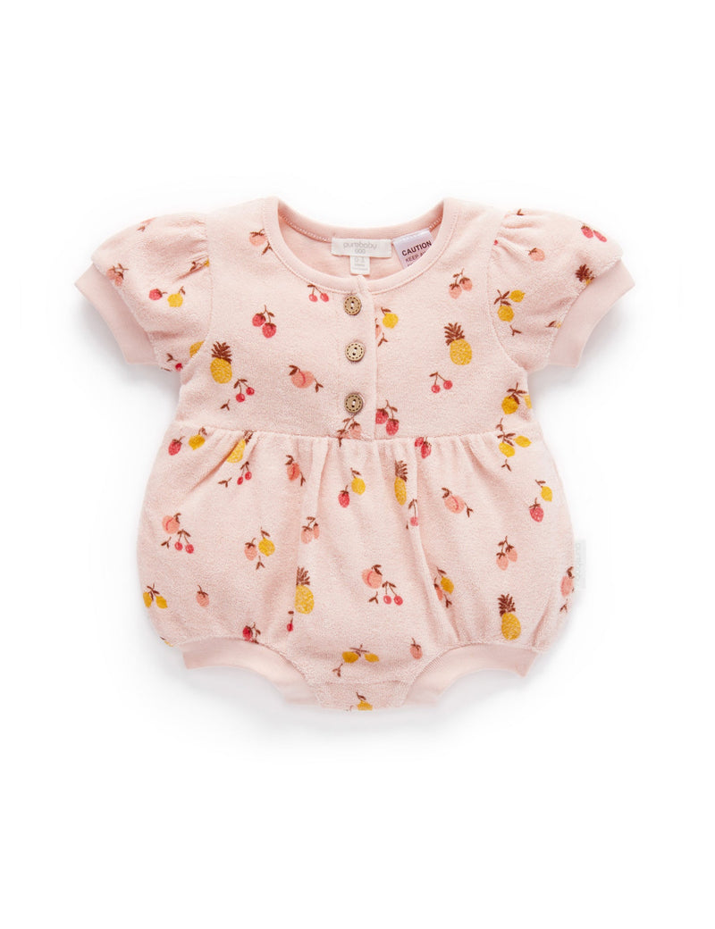 Towelling Shortie Bodysuit - Summer Fruits Print