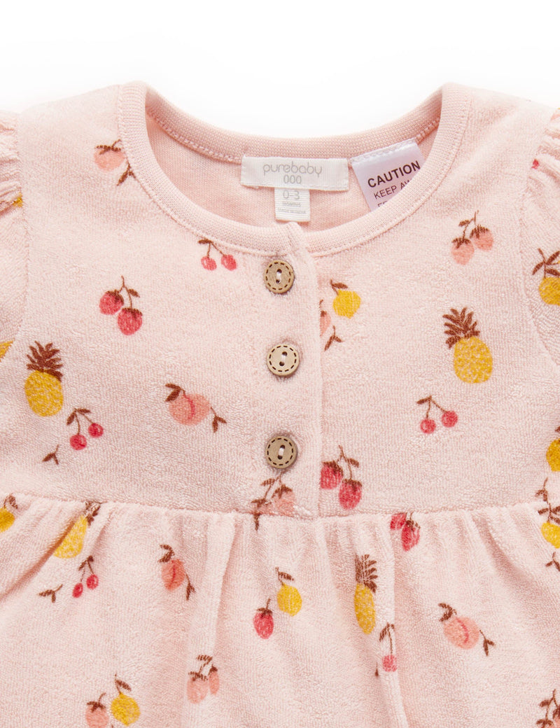 Towelling Shortie Bodysuit - Summer Fruits Print
