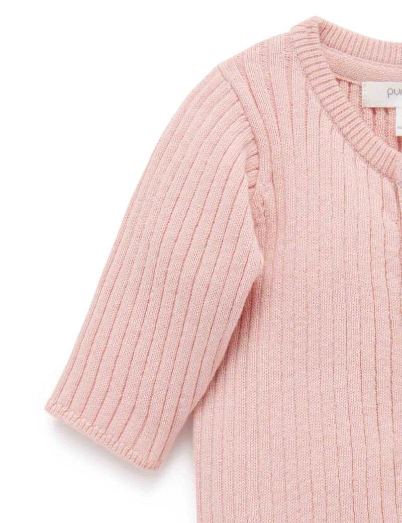 Rib knit growsuit - Wild Rose Melange