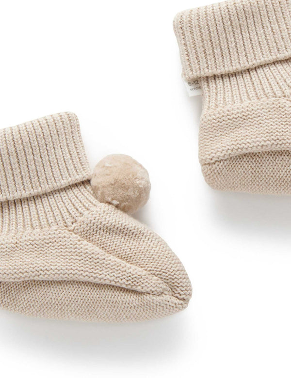 Pom Pom Booties - Biscuit Melange