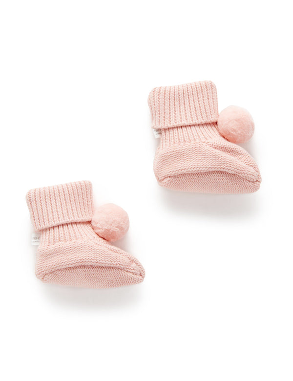 Pom Pom Booties - Blush Melange