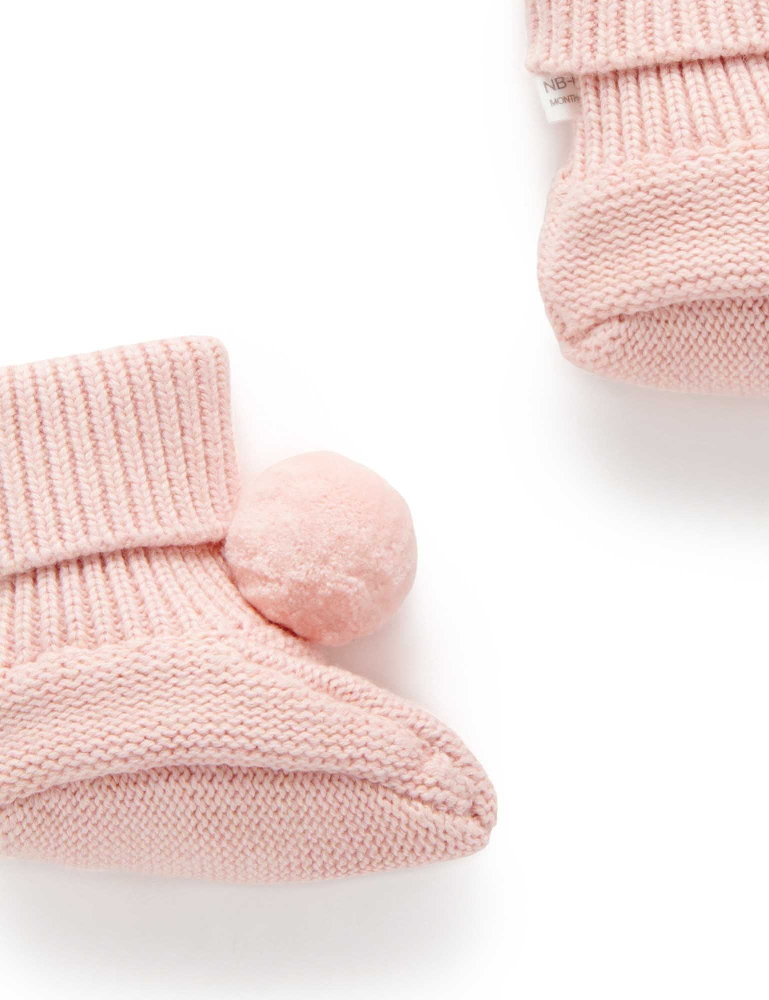 Pom Pom Booties - Blush Melange
