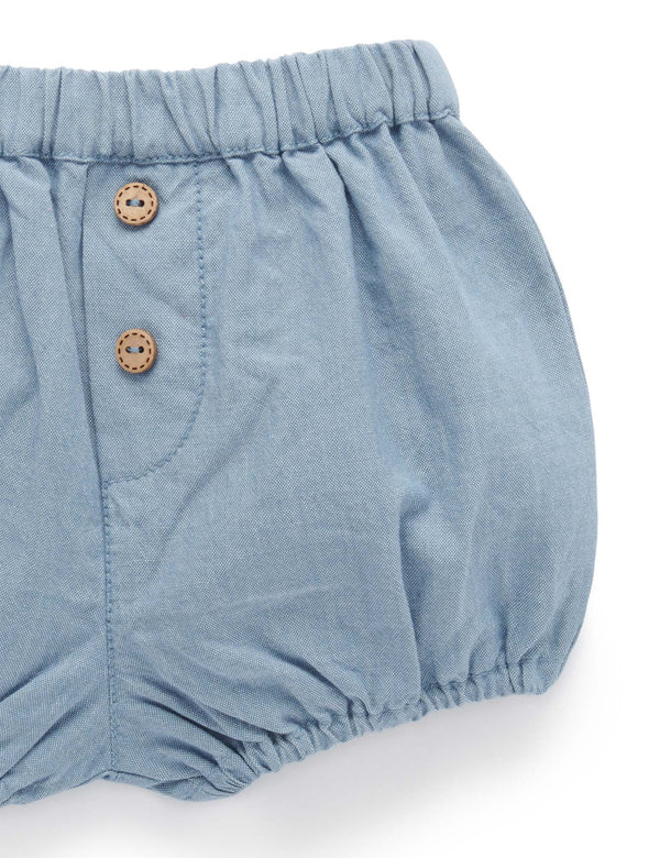 Chambray Shorts - Mid Blue Chambray