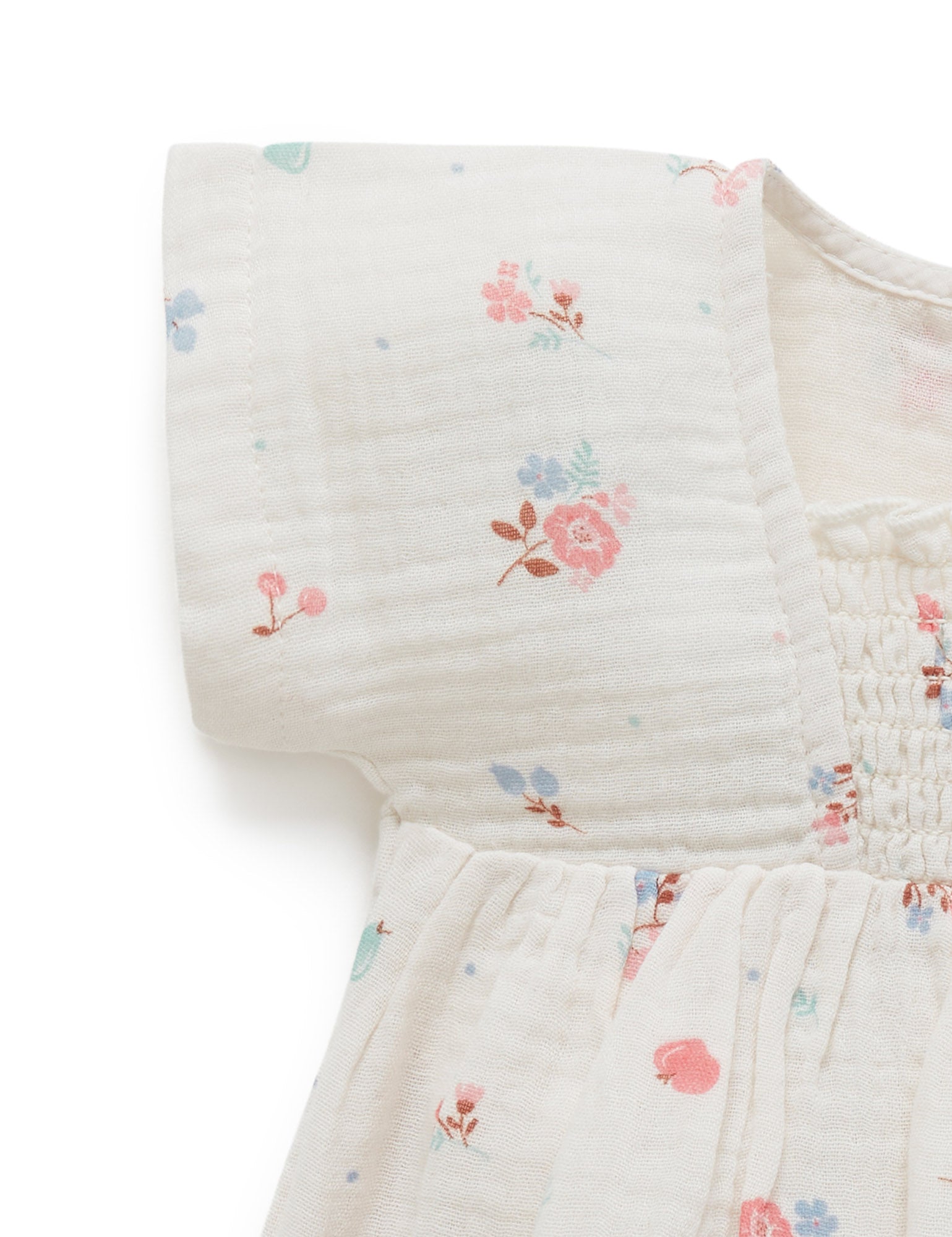 Shirred Dress Bodysuit - Fruits & Flowers Print