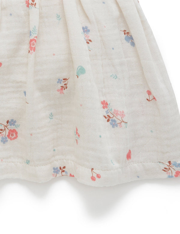 Shirred Dress Bodysuit - Fruits & Flowers Print