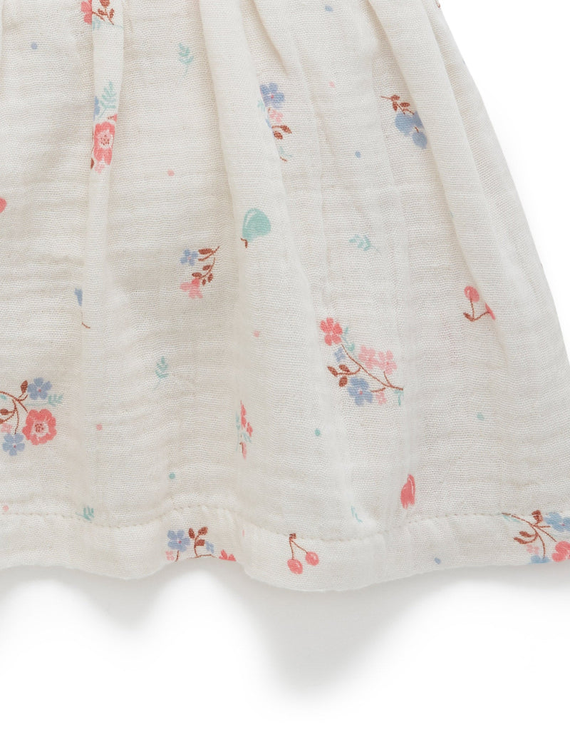 Shirred Dress Bodysuit - Fruits & Flowers Print