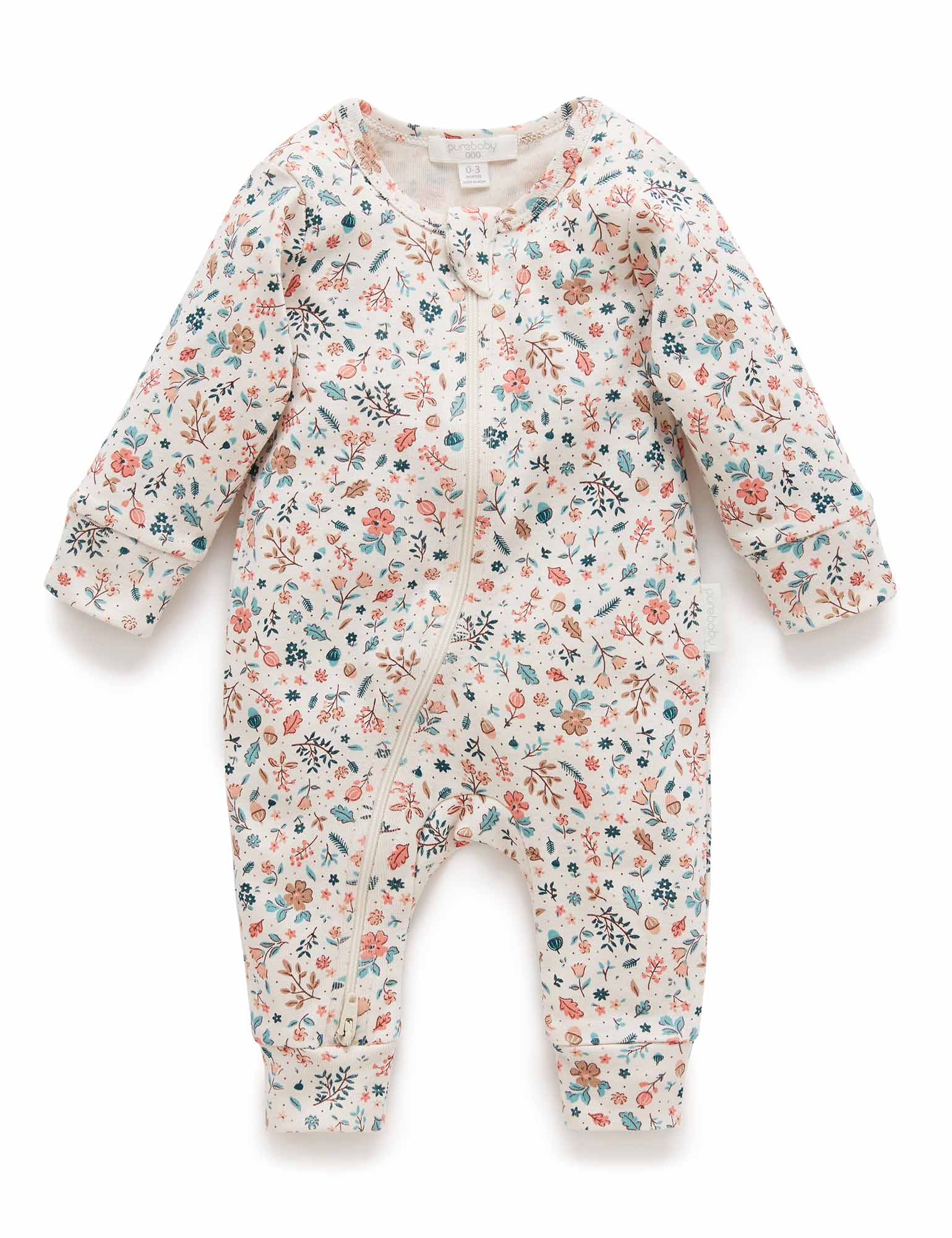 Footless Zip Growsuit - Leafy Print